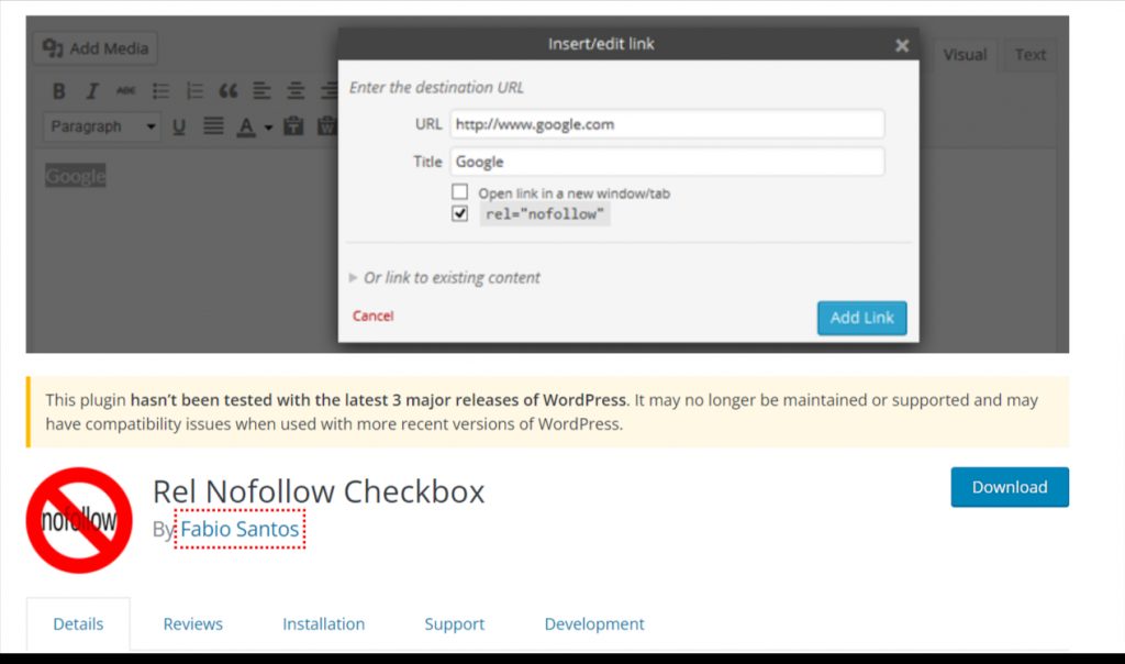 Rel Nofollow Checkbox WordPress-Plugin