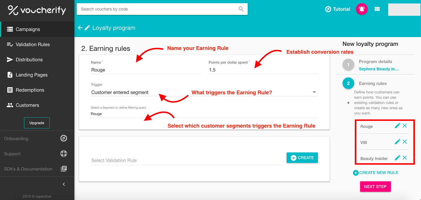 Voucherify 賺取規則