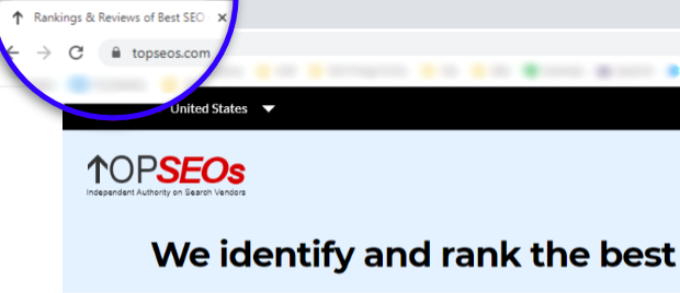 Tipps zu SEO-Titeln Beispiel für ein SEO-Titel-Tag im Browser-Tab
