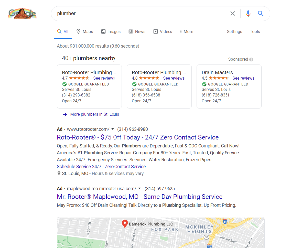 Google Local Search Ad Desktop