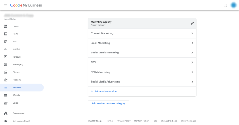 Google My Business Services angeboten
