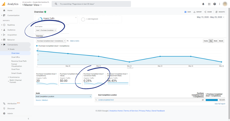 Google Analytics-Ziele organische Konversionsrate