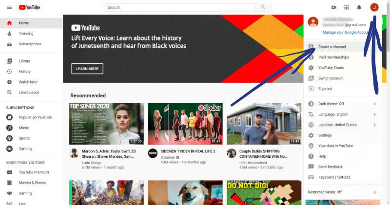 Erstellen Sie einen neuen YouTube-Kanal