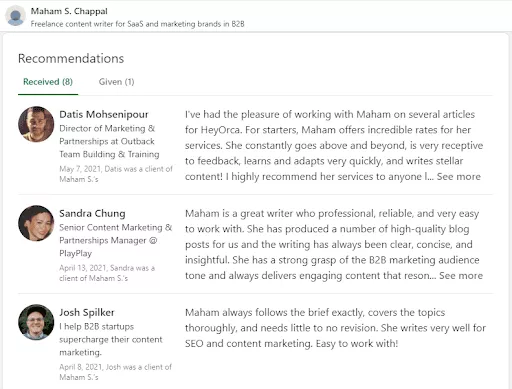 2022 年及以後在 Linkedin 上發展業務的 7 種久經考驗的方法 Linkedin Recommendations