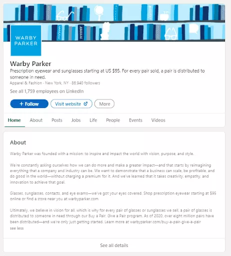 2022 年及以後在 Linkedin 上發展業務的 7 種久經考驗的方法 Linkedin Warby Parker