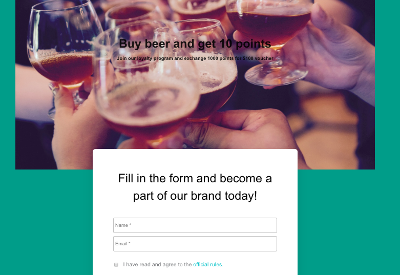 Целевая страница программы лояльности Voucherify