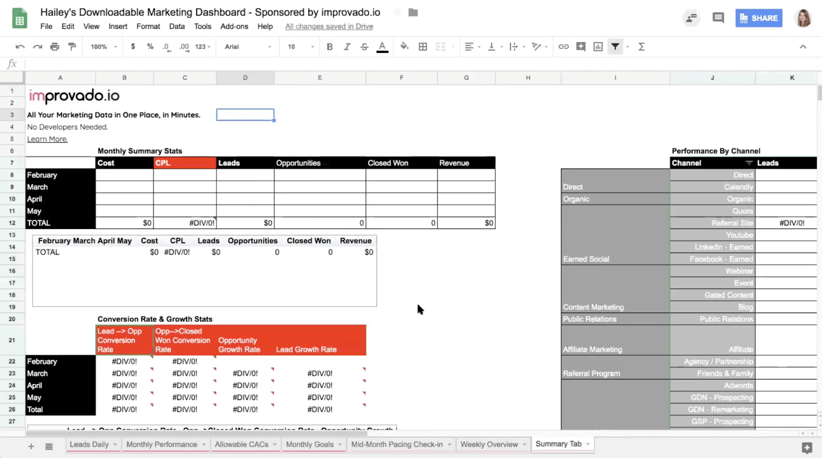 Beispiel für ein Improvado-Marketing-Dashboard 5