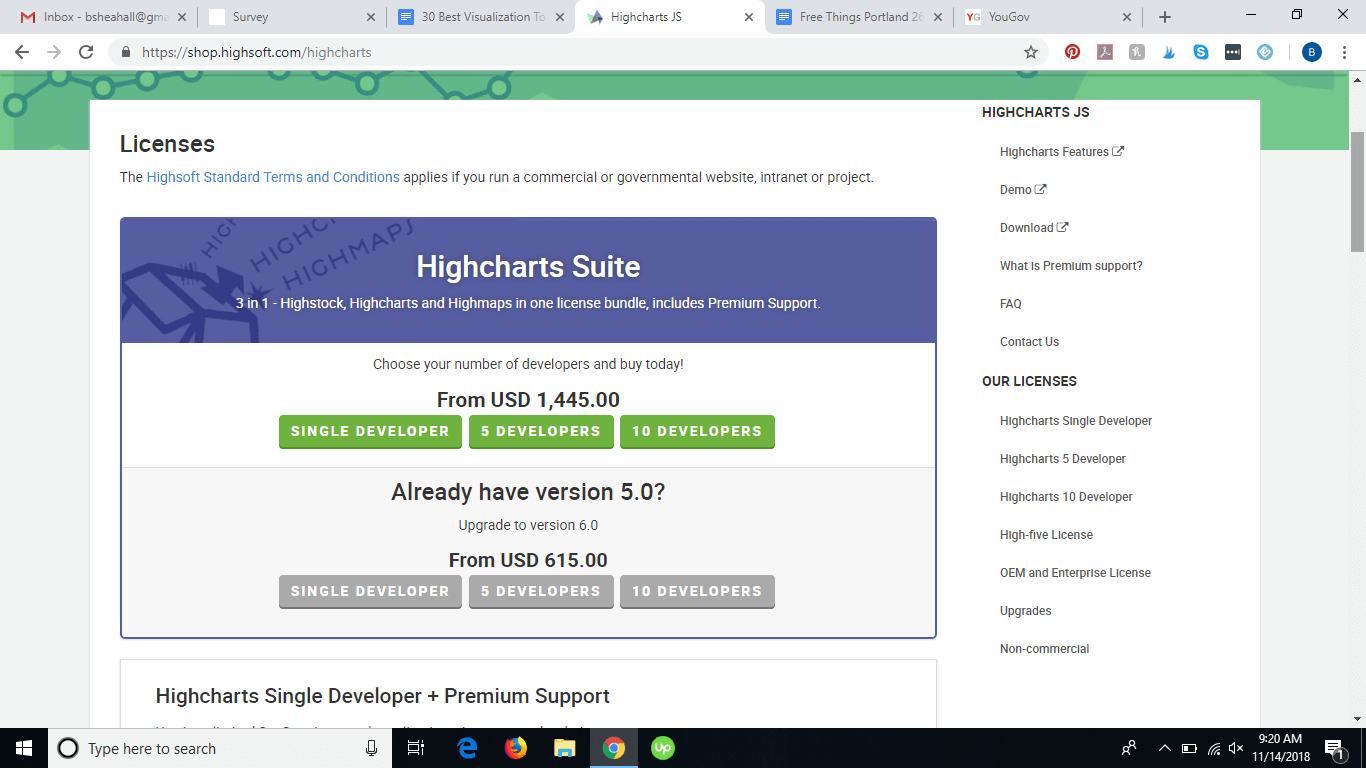 Tarification HighCharts