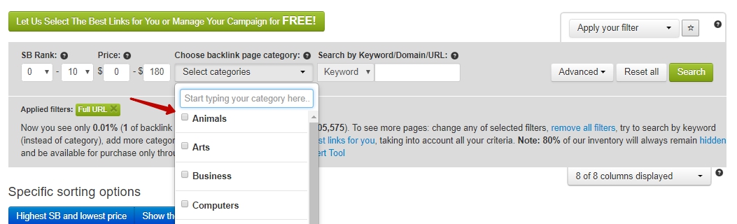 Ricerca per categorie