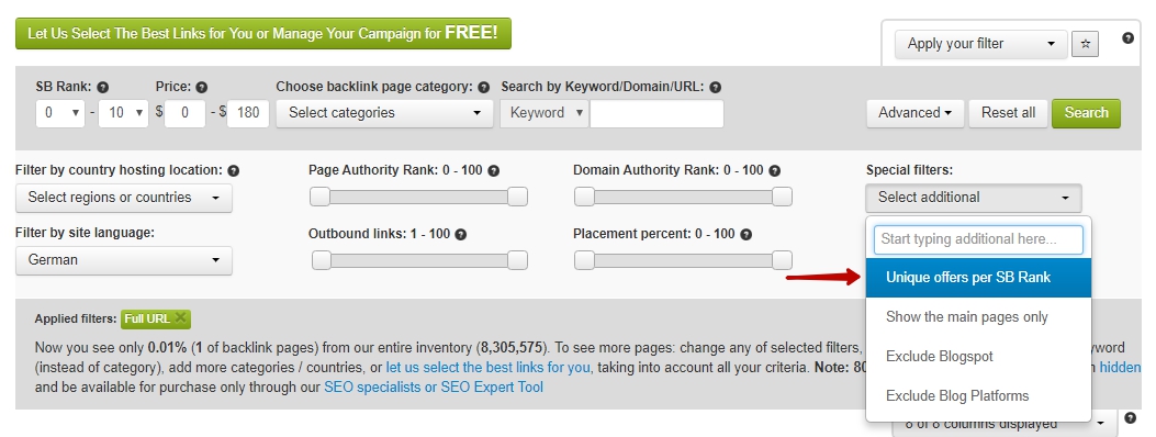 Ricerca per offerte speciali
