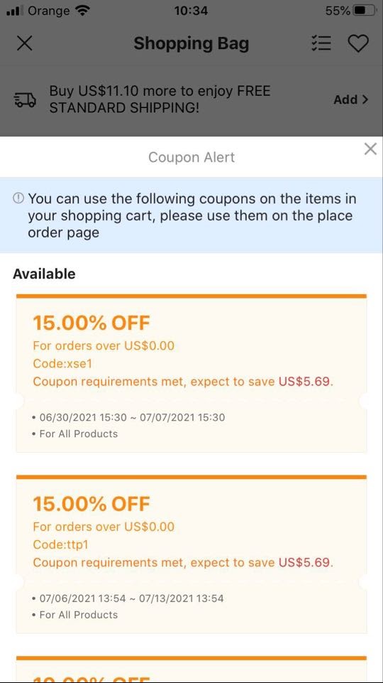 ฟังก์ชั่นการแจ้งเตือนคูปอง Shein