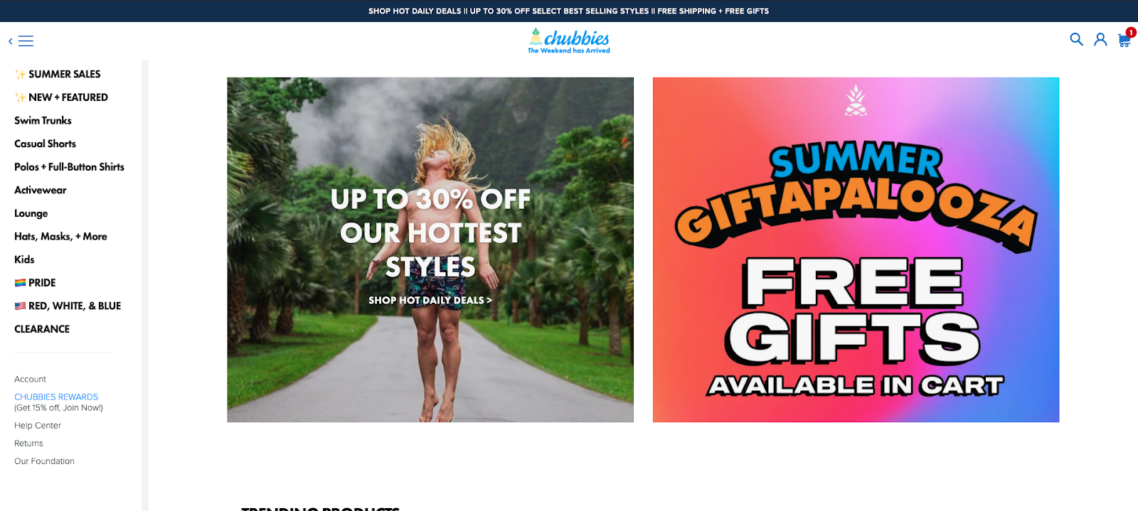 Chubbies ลิงค์ไปยังหน้าขาย