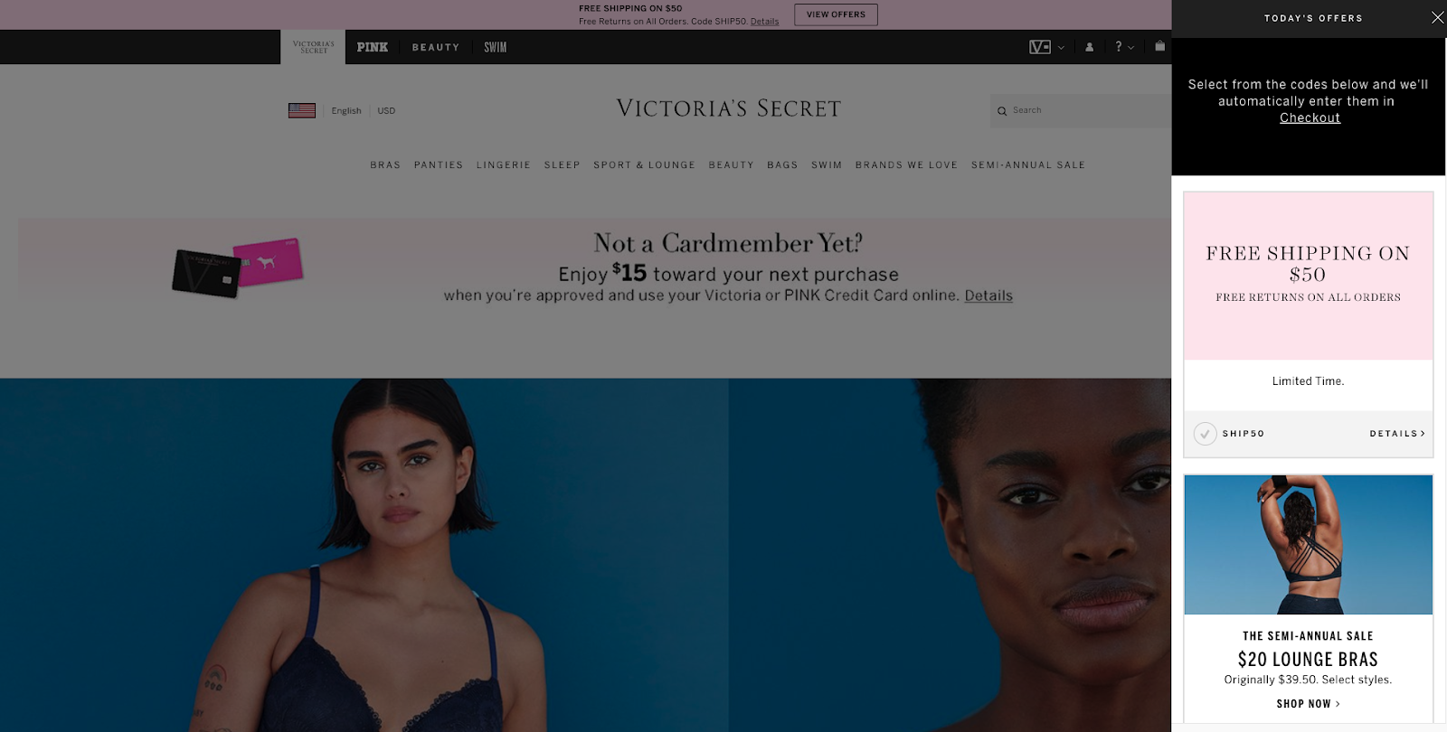 หน้าคอมเมนต์โปรโมท Victorias Secret