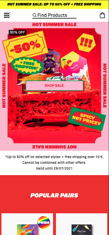 แบนเนอร์โปรโมชั่นถุงเท้าสุขสันต์มือถือ