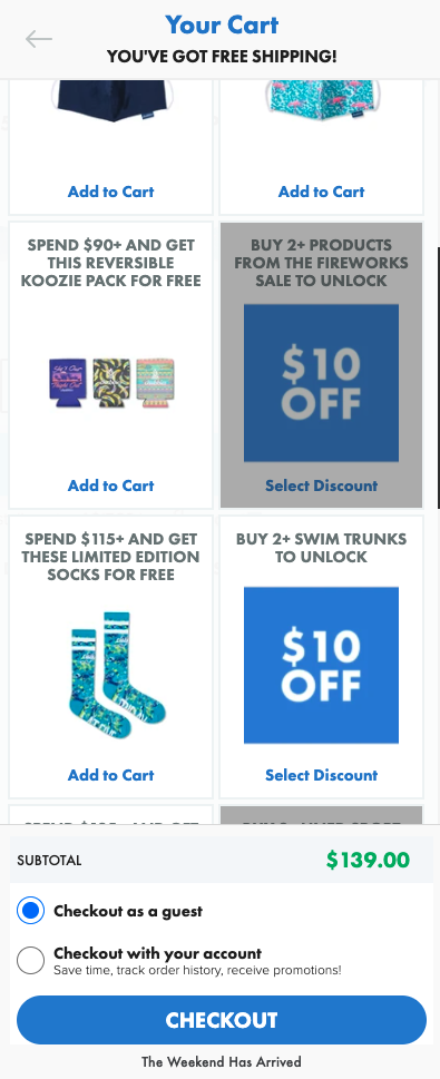 ส่วนลด Chubbies ในตะกร้าสินค้า