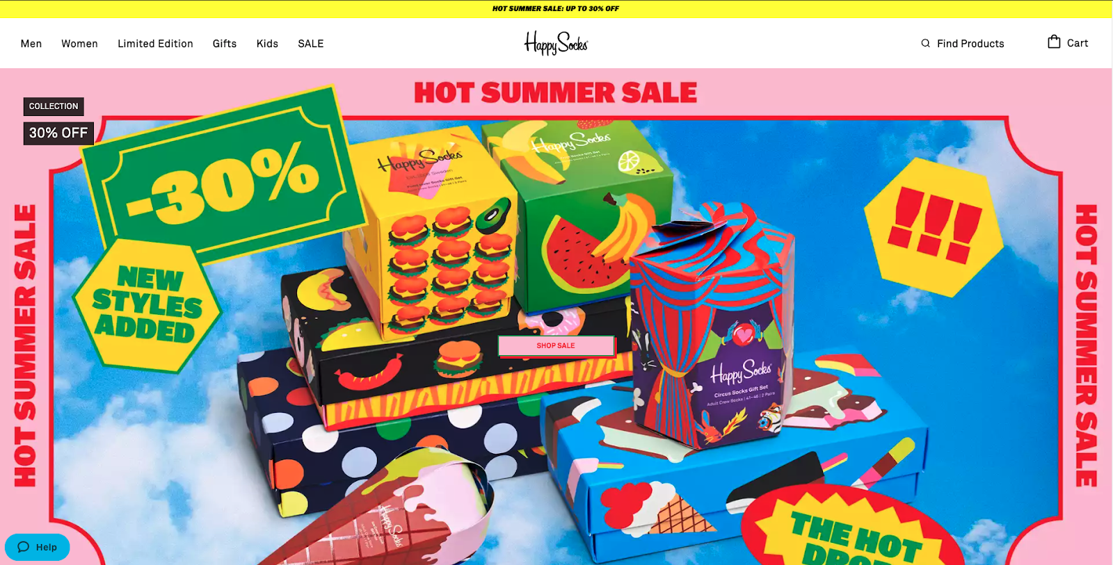 แบนเนอร์โปรโมชั่นหน้าแรกของ Happy Socks