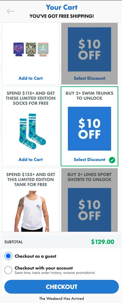 การเลือกส่วนลดในตะกร้าสินค้า