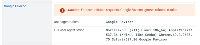 Google Faviconユーザーエージェント(クローラー)。
