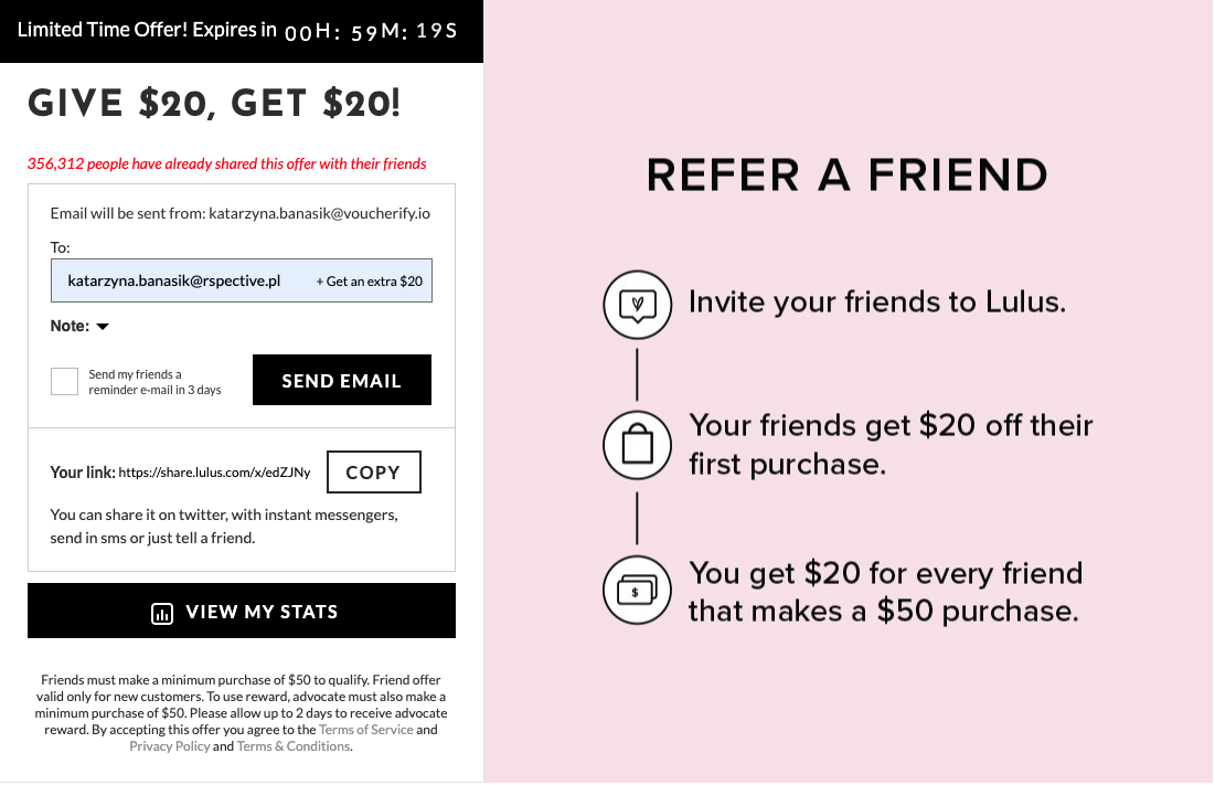 Esempio di CTA Lulus