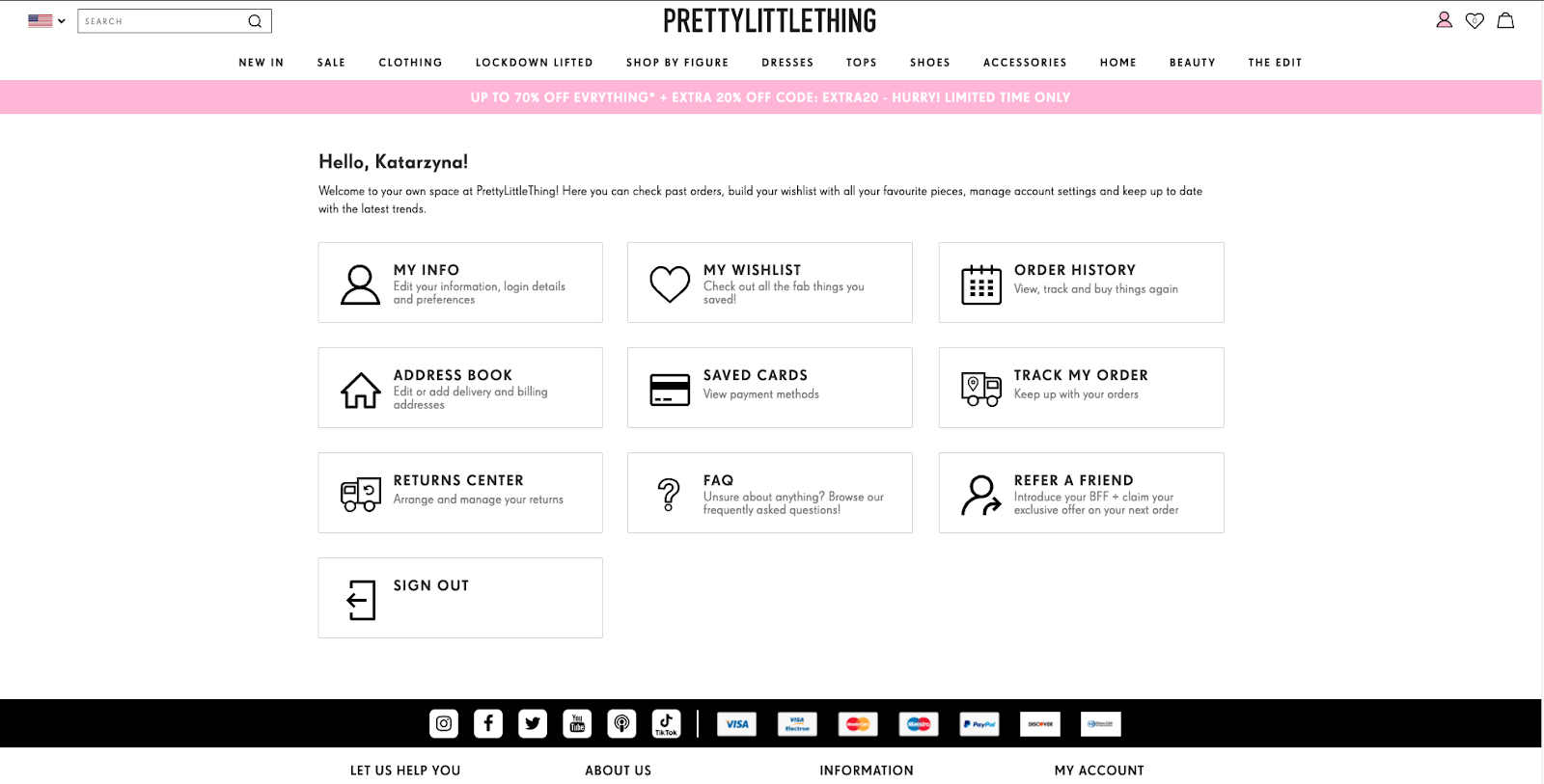Posizionamenti di carte regalo Pretty Little Thing