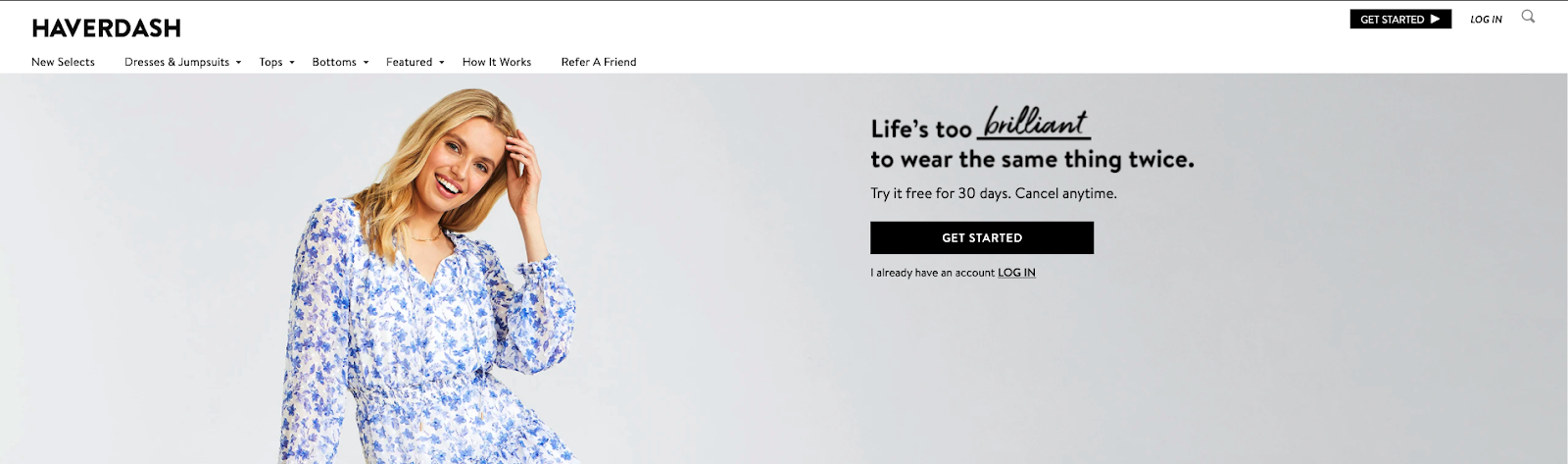 Link di riferimento Haverdash nel menu