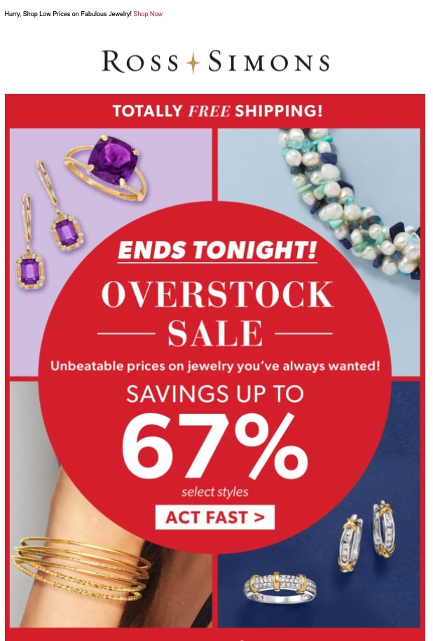 Rebajas de stock de Ross Simons hasta un 67% de descuento