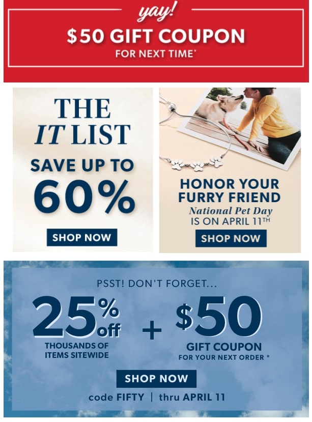 Ross Simons: cupón de regalo de $ 50 para la próxima vez después de realizar un pedido superior a $ 150