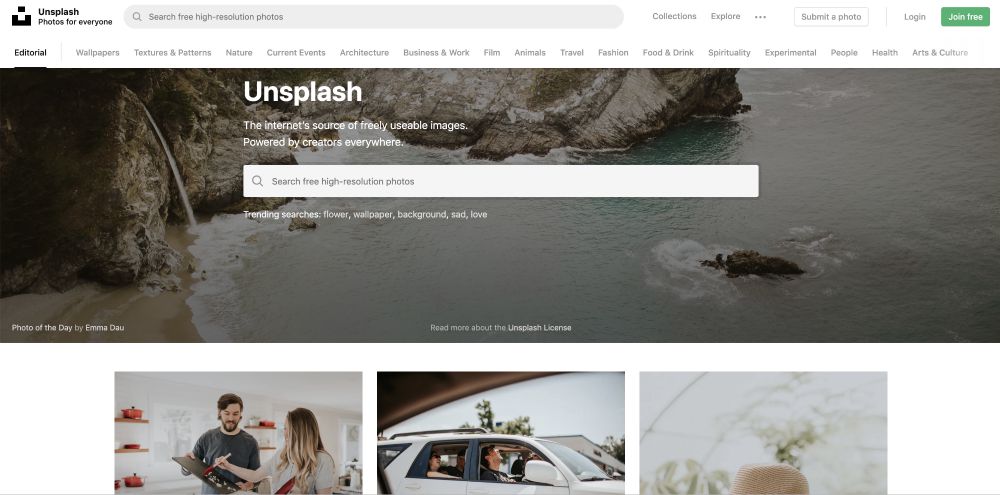 Unsplash darmowe zdjęcia z bloga