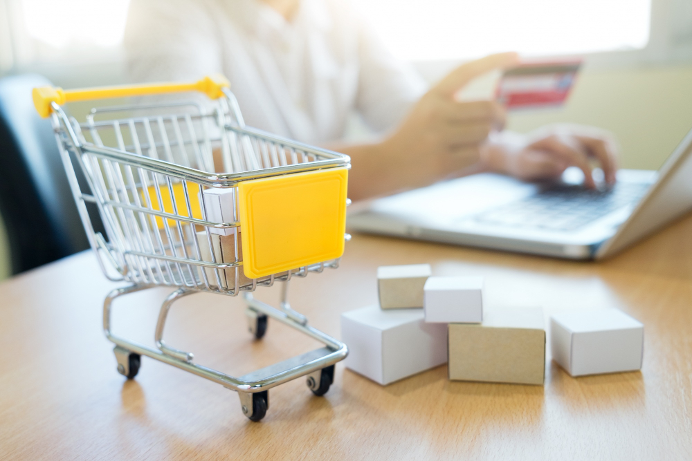 Conceito de compras on-line de negócios