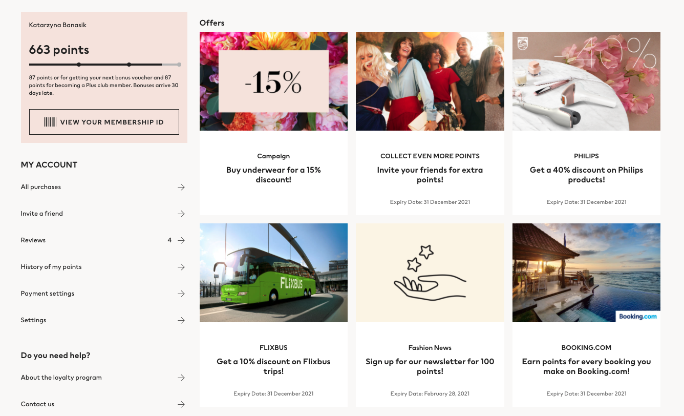 H&M 忠誠度計劃客戶駕駛艙