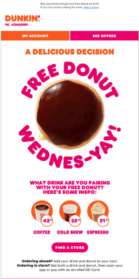 Flash-Verkauf von Dunkin' Donuts