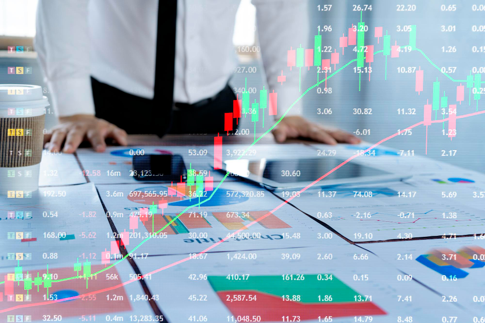 Geschäftsleute planen, an der Börse zu investieren