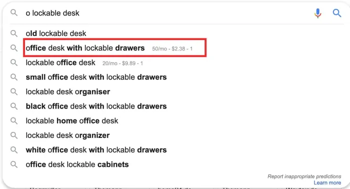 Trovare una parola chiave con parole chiave ovunque