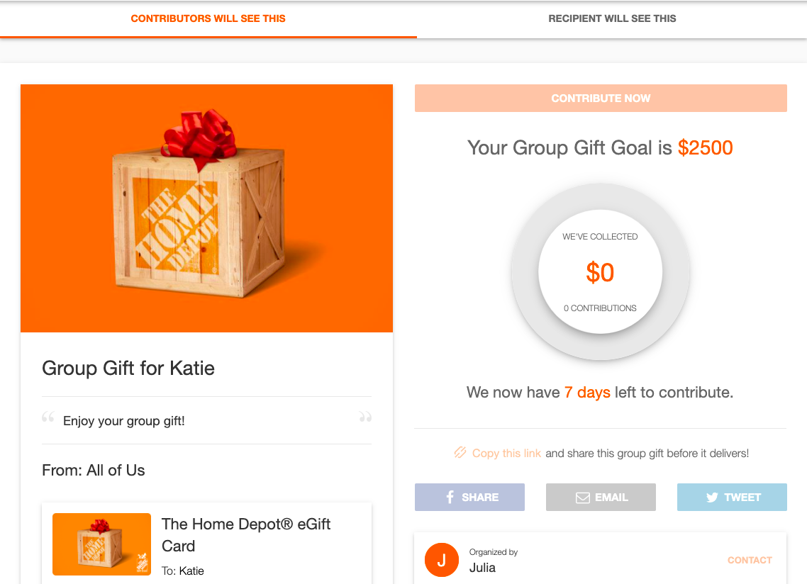 การให้ของขวัญกลุ่ม HomeDepot