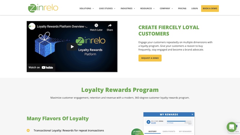 Zinrelo Rewards homepage