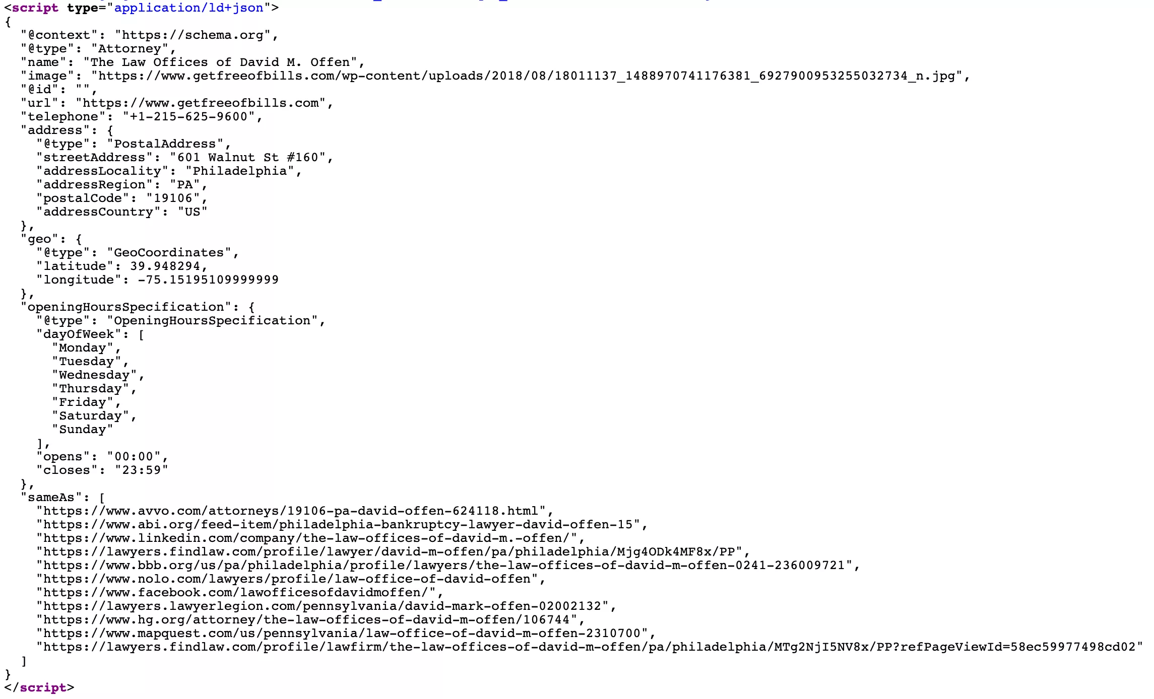 schema markup for lawyer