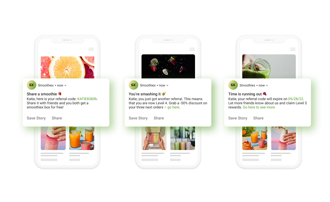 Przykład programu polecającego obsługiwanego przez Braze