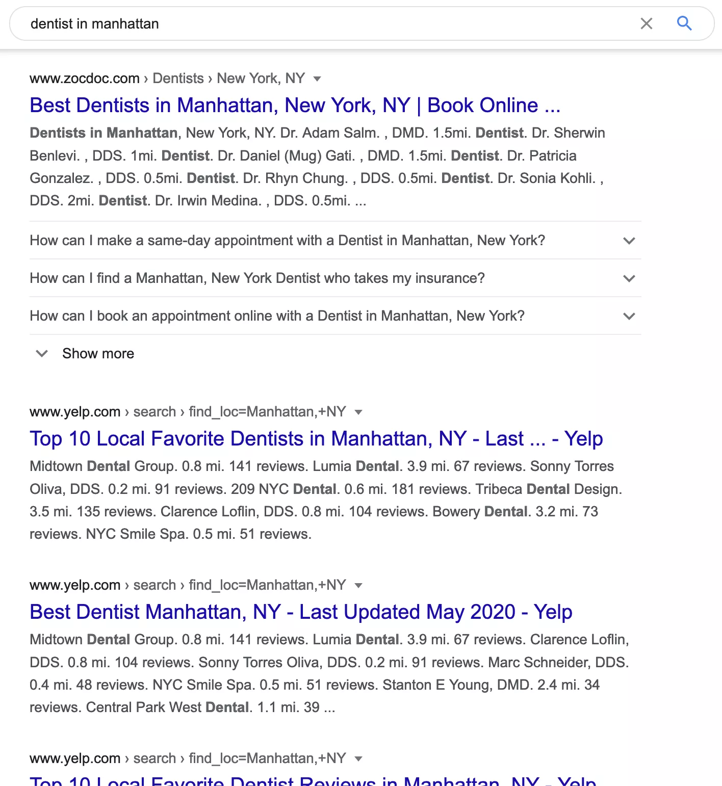 SERP dentist in manhattan