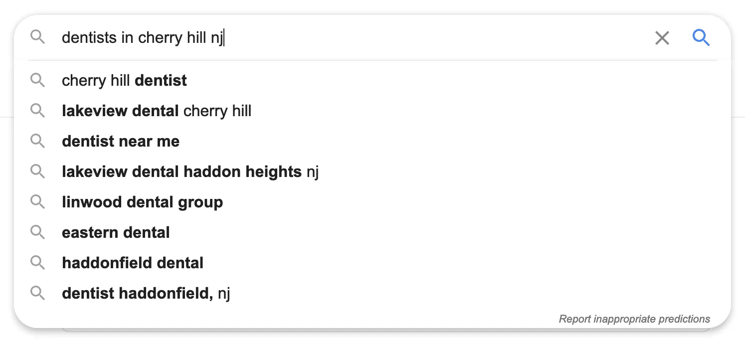 dental seo autosuggest