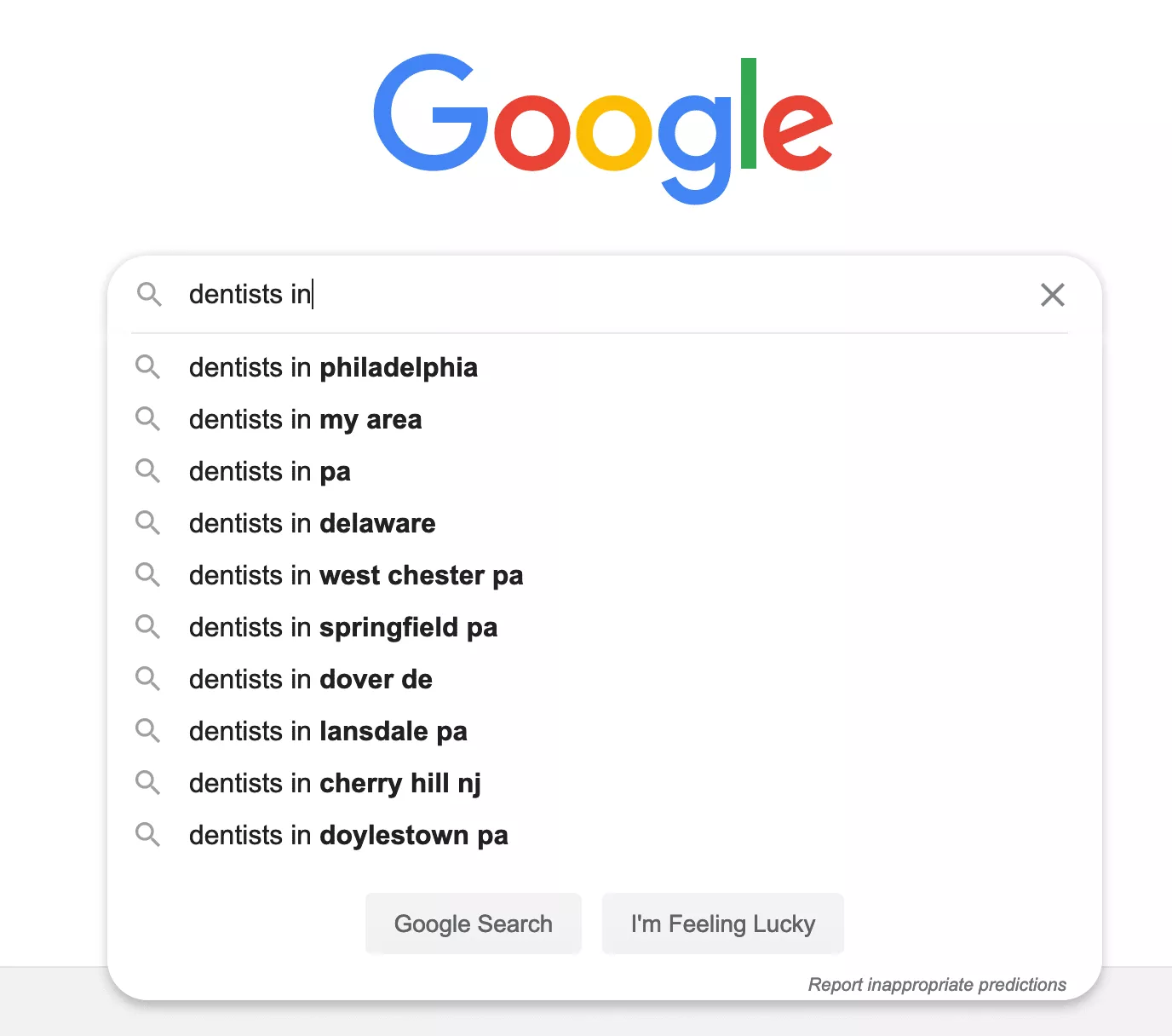 seo for dentists autosuggest