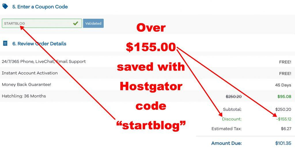 Скидка по купону HostGator "startblog"