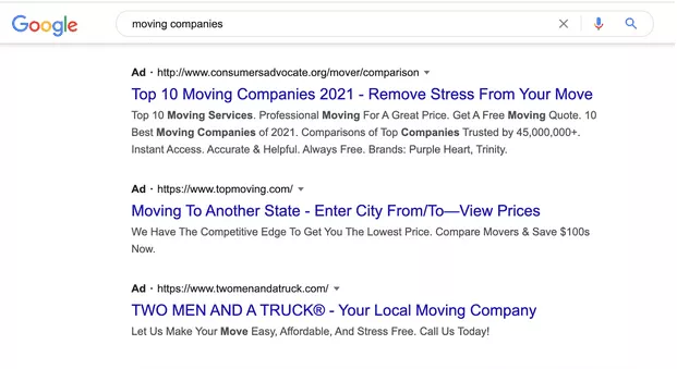 getting mover leads through Google PPC