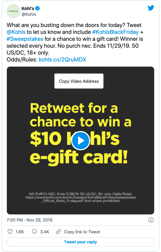 Tangkapan Layar Twitter Kohl dengan Promosi BF