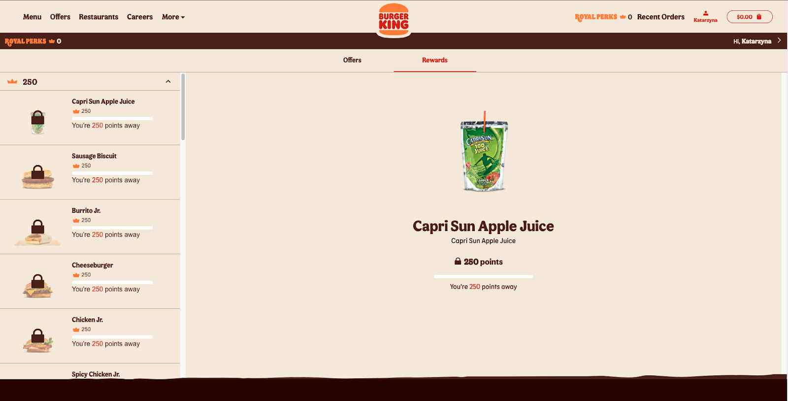 漢堡王使用獎勵