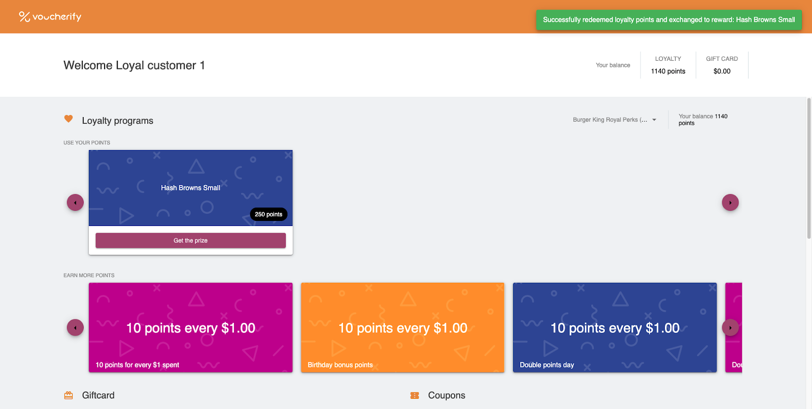 客戶駕駛艙內的獎勵兌換