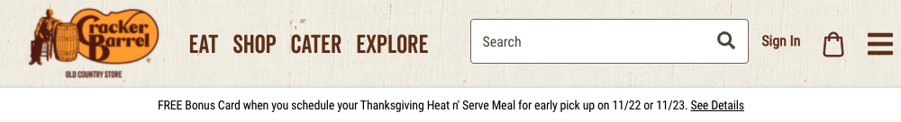 Cracker Barrel-Aktion für besondere Anlässe