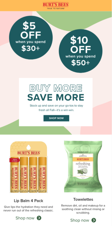 Burt's Bees gestaffelte automatische Promotion