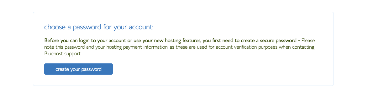 Bluehost şifre oluştur