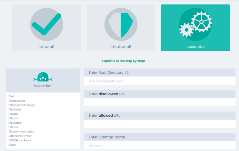 Ryte 的 Robots.txt 生成器
