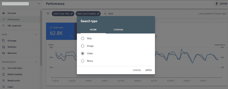Typ wyszukiwania GSC
